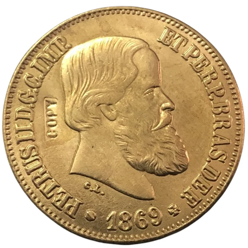 

Replica 1869 Brazil 20 Reis-Pedro II Bronze Copy Coin