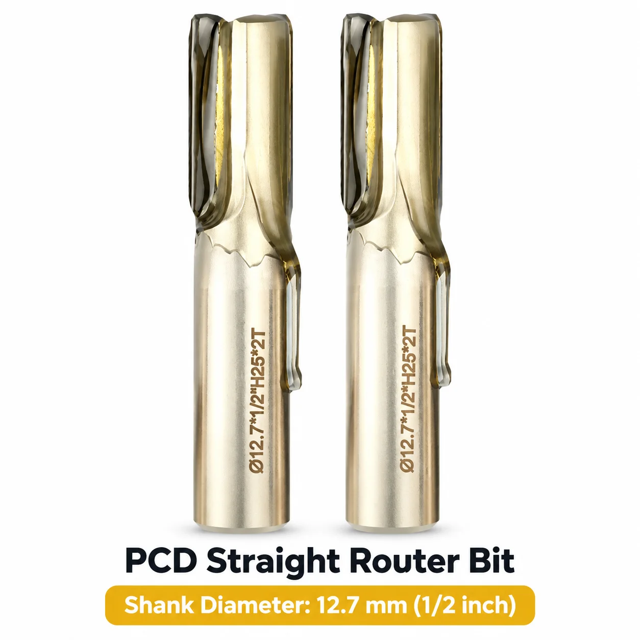 HW PCD Double Flute Straight Router Bit Diamond CNC Cutter for Melamine ...