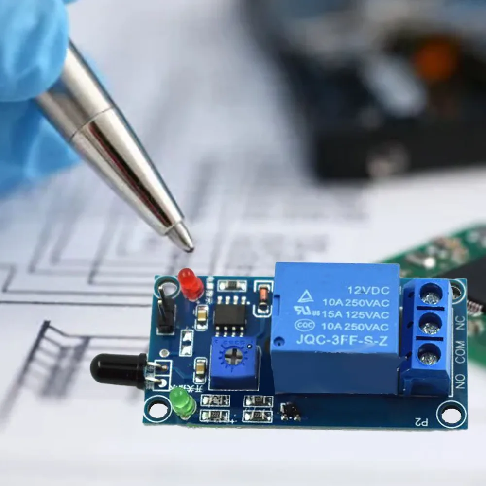 DC 12V IR Flame Sensor 760~1100nm 60 Degree Detection Angle Fire Detection Module Precision Adjustable Sensitivity