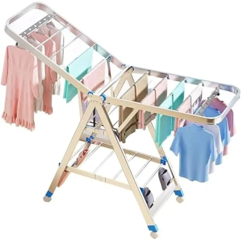 

Adjustable Stainless Steel 2-in-1 Clothes Drying Rack & Garment Hanger for Indoor or Outdoor Use (71 x 71)