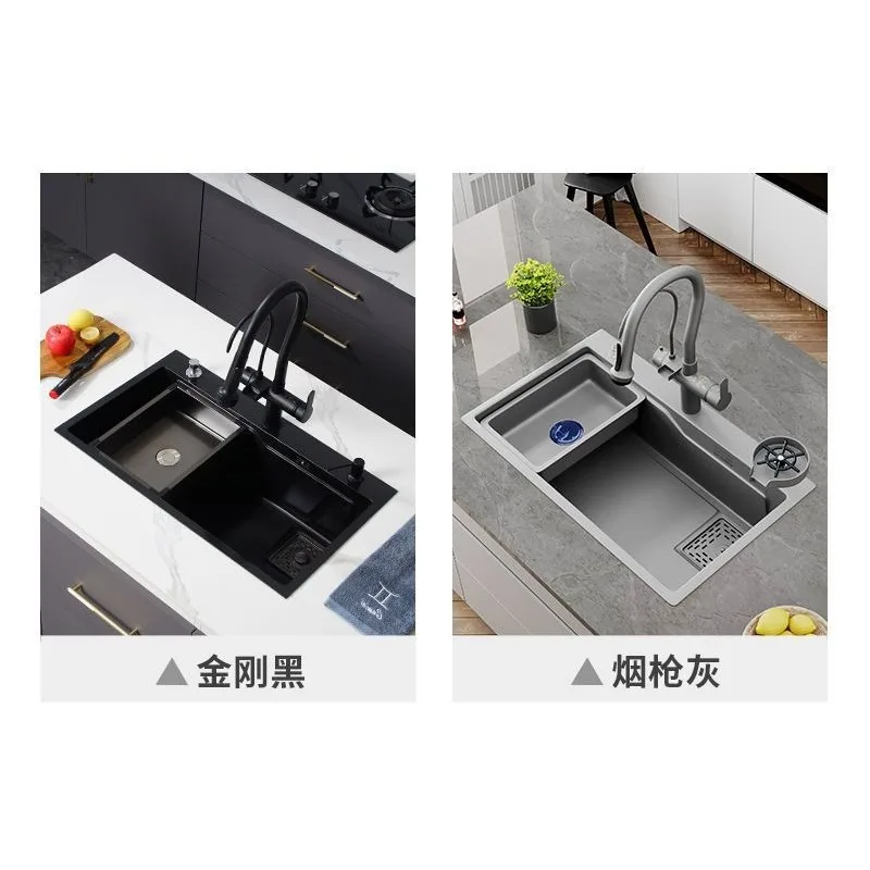 

Kitchen Sink Gun Ash Nano Stainless Steel Dishwashing Vegetables