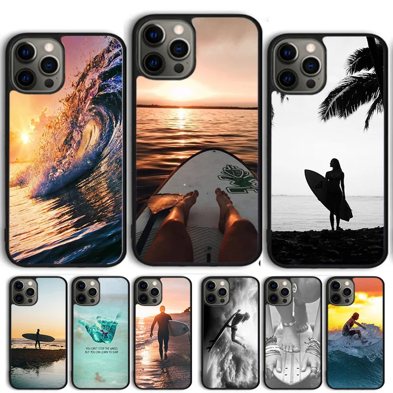 Summer beach surfboard surfing Phone Case For iPhone 14 15 16 13 12 Mini Max Cover For iPhone 14 11 Pro Max 8 7 Plus SE2020