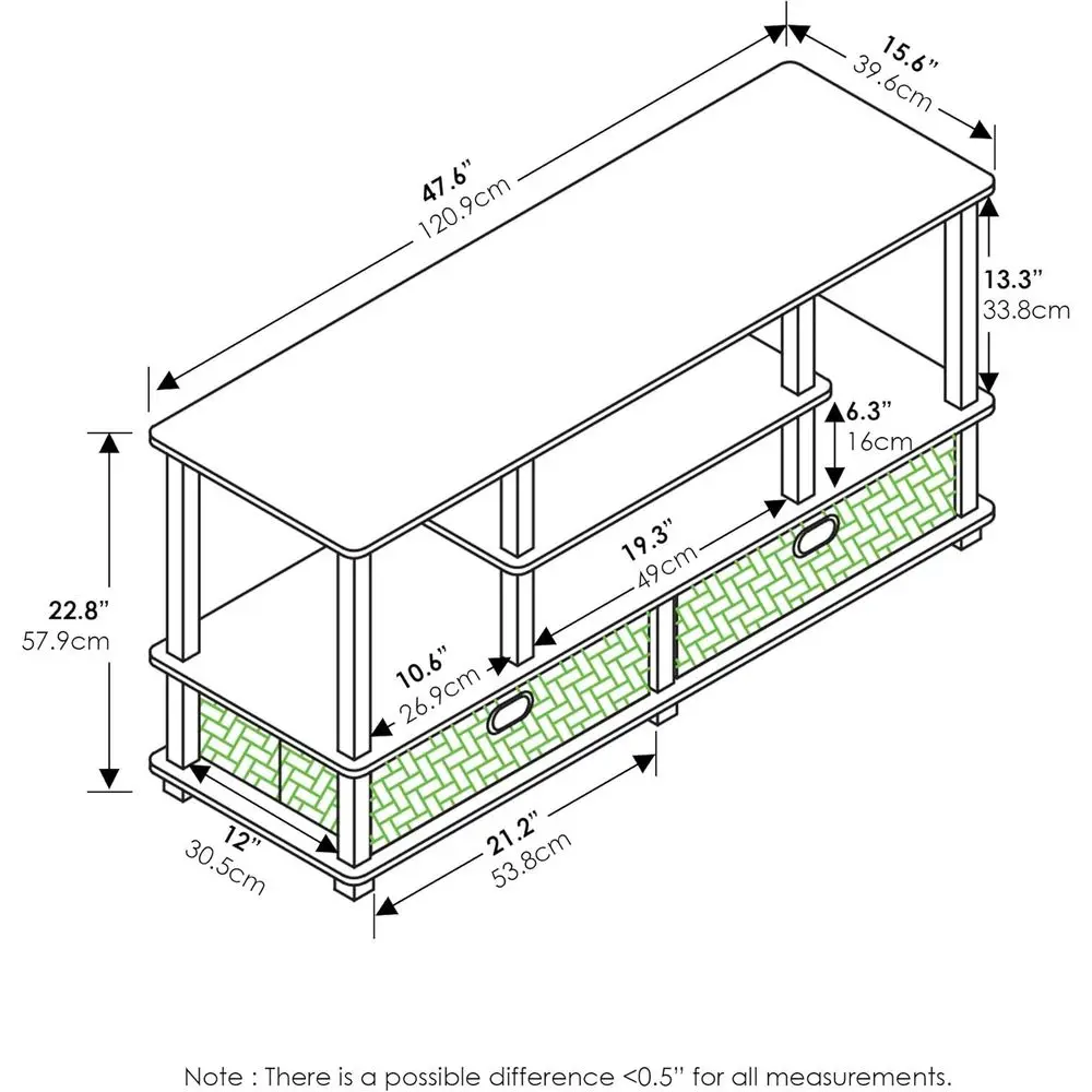 JAYA Large Stand for up to 50-Inch TV, Columbia Walnut/Black/Dark Brown