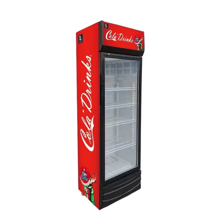 For 300L Glass Door Supermarket Refrigerator Beverage Cabinet Commercial Freezer Display Upright Chiller