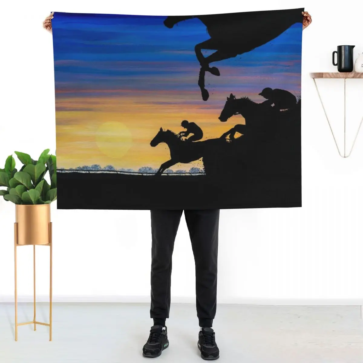 Newmarket Race Horses at Sunrise Painting Throw Blanket warm for winter Plaid on the sofa anime Bed linens Loose Luxury Blankets
