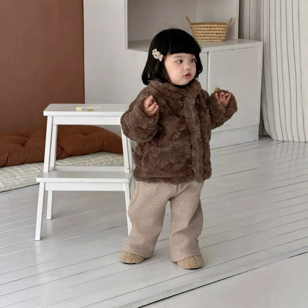 Korean Girls' Winter Standing Collar Fur Integrated Jacket 2026 Autumn and Winter New Thick and Plush Warm Fur Jacket