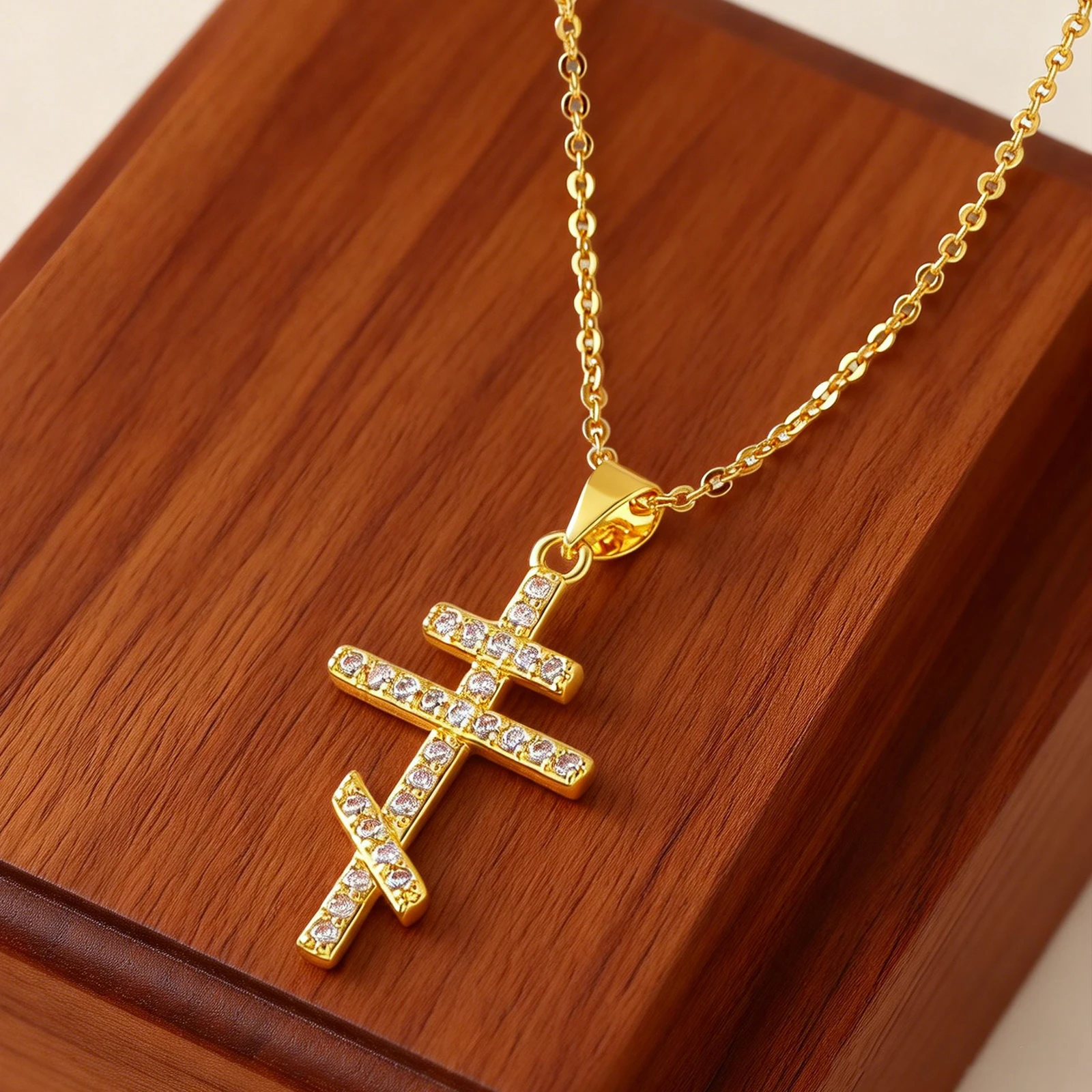 Ilya-Halskette, orthodoxe Kreuz-Anhänger-Halsketten für Männer, vollständig mit Mikro-Zirkonia besetzt, religiöses Gebets- und Glaubensamulett, Schmuckgeschenke