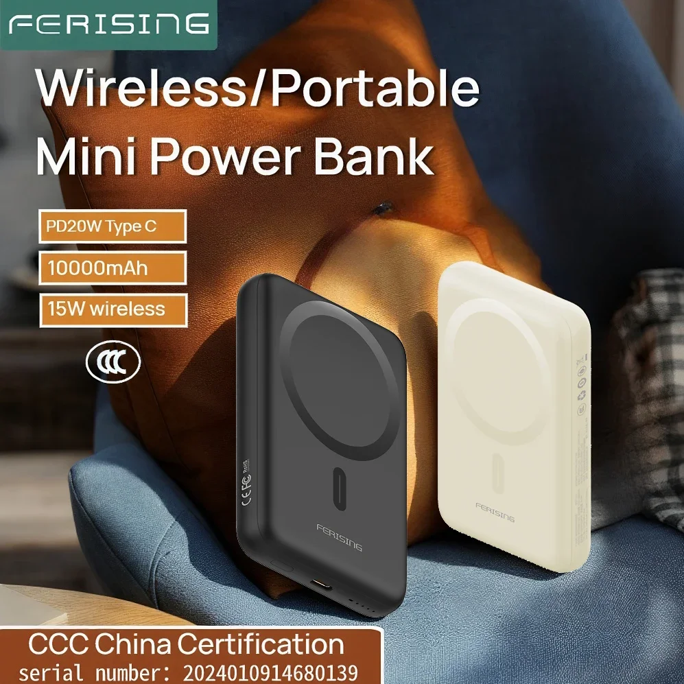

[CCC 3C] 10000mAh Magnetic Wireless Power Bank PD20W for iPhone Samsung XIaomi Type-C Portable External Charger [FERISING C1030