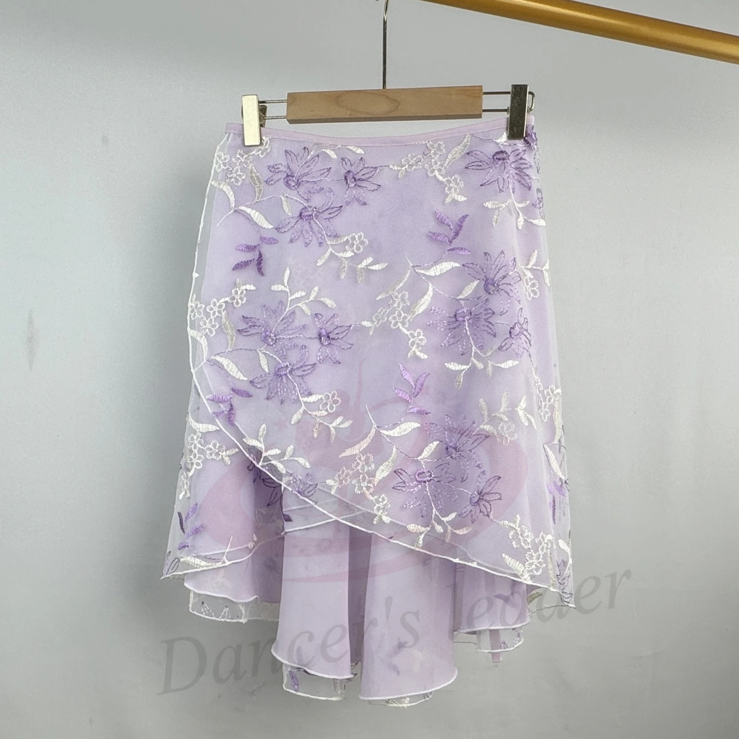 تنورة باليه نسائية مزدوجة الطبقات مطرزة بالزهور من الدانتيل تنورة رقص للكبار بذلة فتاة ممارسة الباليه تنورة صغيرة #1