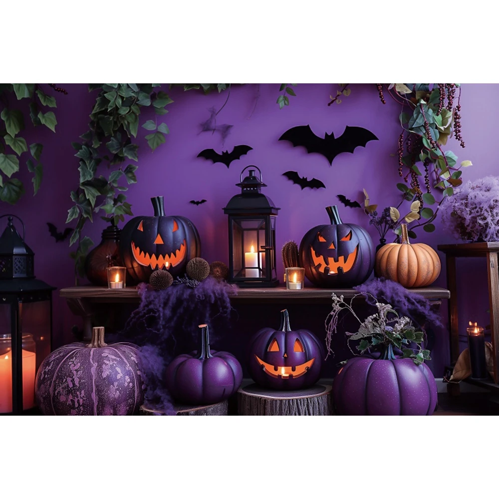 Halloween Pumpkin Witch Horror Night House Castle Moon Family Party Banner Backdrop Kids Wall Photo Poster Decor Background