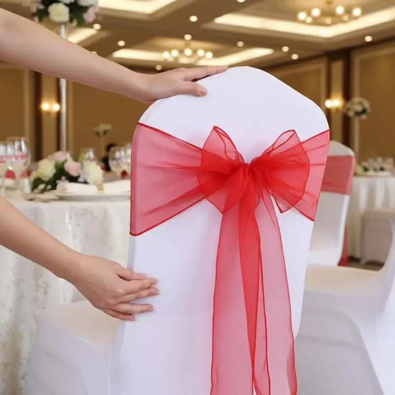 1 Pcs Lace Chair Sashes Elegant Premium Quality Chair Ribbon For Party Decoration Banquet Wedding Accessories