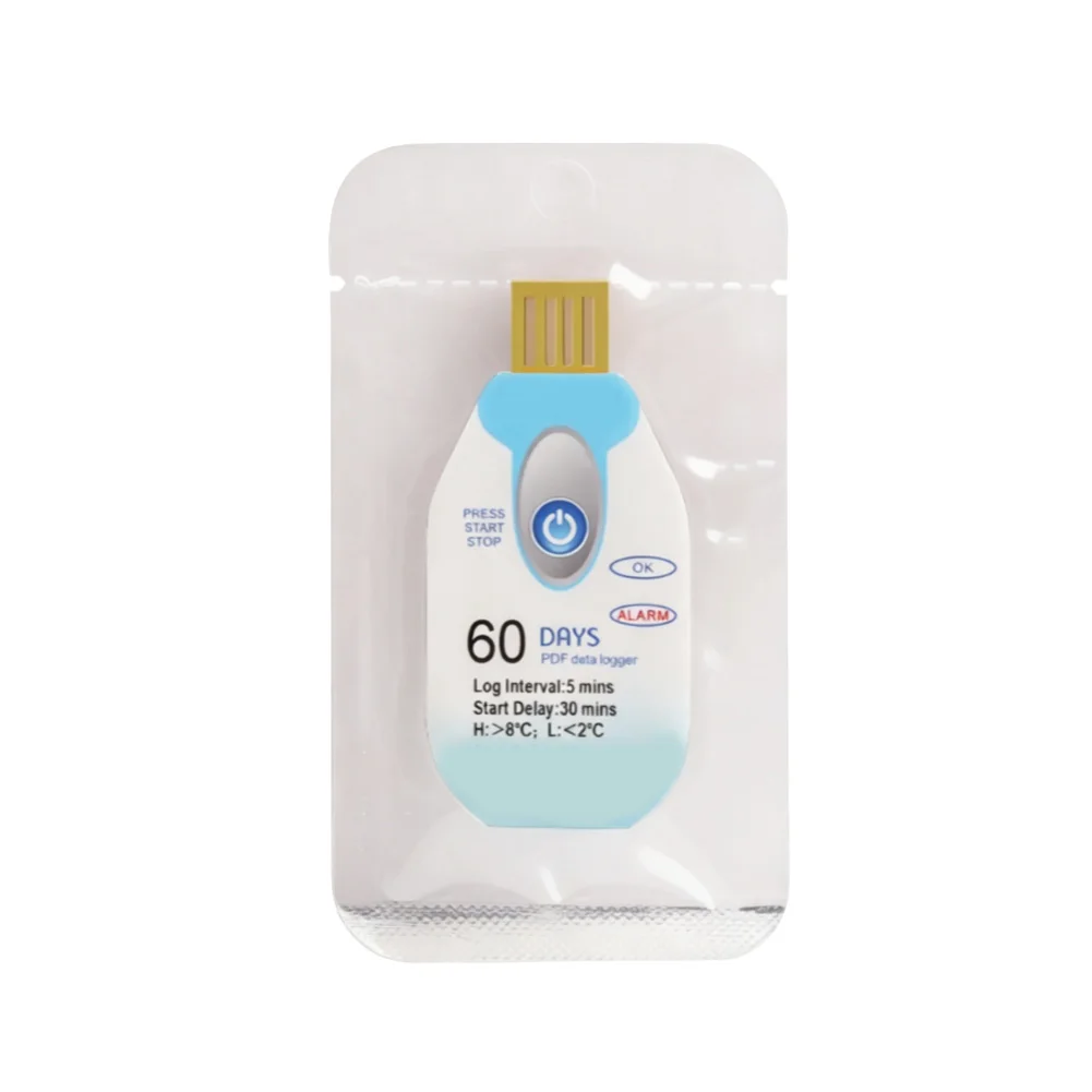 USB Plug-and-Play Disposable Temperature Logger with IP67 Waterproof Design for Refrigerated Transport Tracking