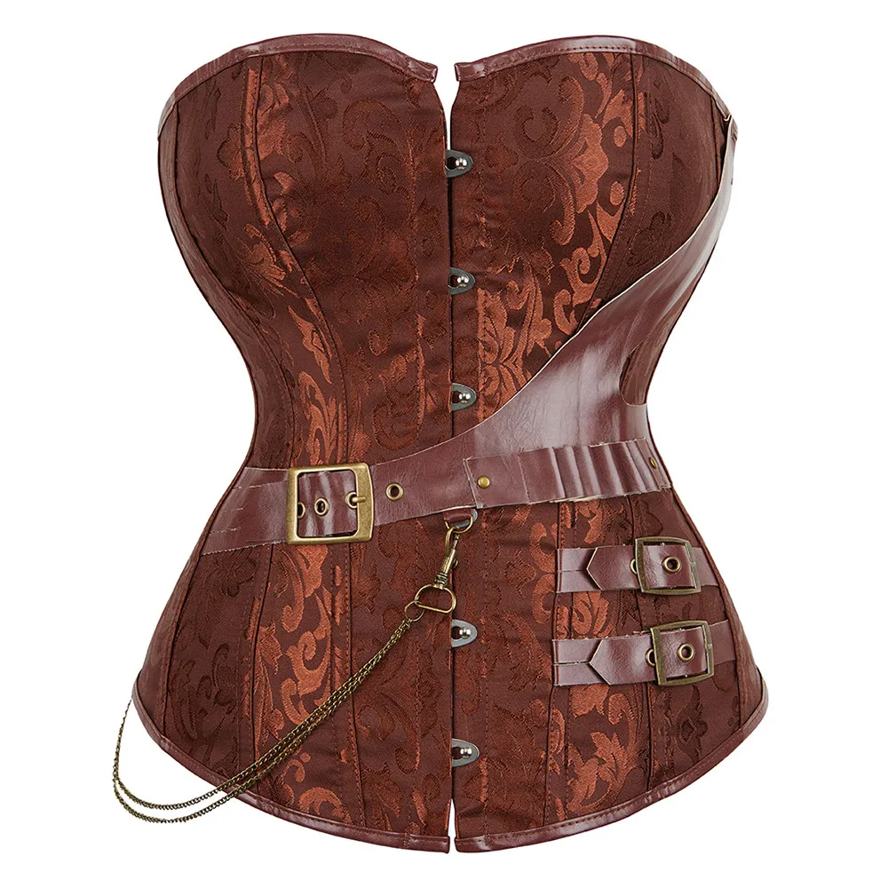 

Steampunk Corset for Women Vintage Leather Corselet Sexy Gothic Overbust Corset Body Shapewear Slimming Belly Sheath Bustier Top