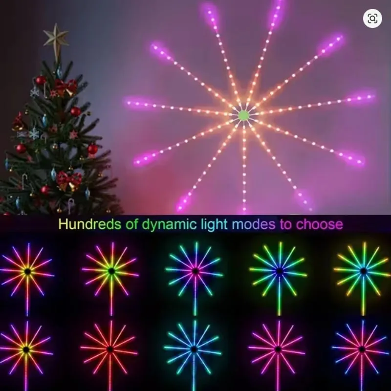 Sound Control RGB Meteor Firework LED Light Strip Music Sync Lamp Home Christmas Festival Ambient Light