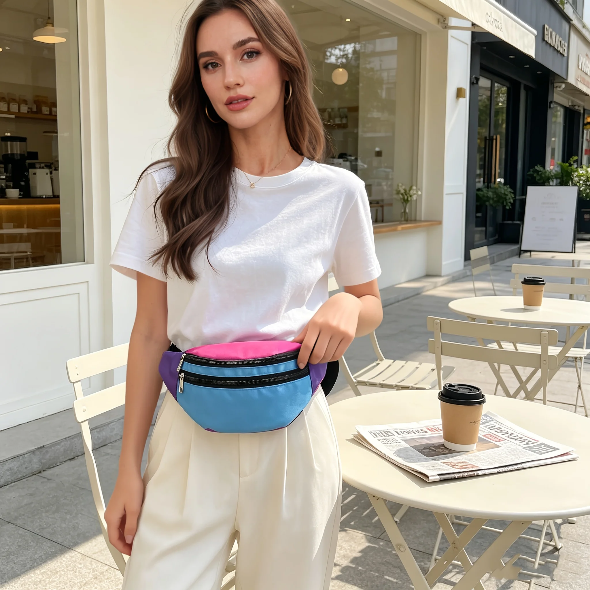 

Fanny Pack Waist Bag for Men Women Travel Sports Compartment Bum Bag Crossbody Pouch Belt Bag Portable Bag