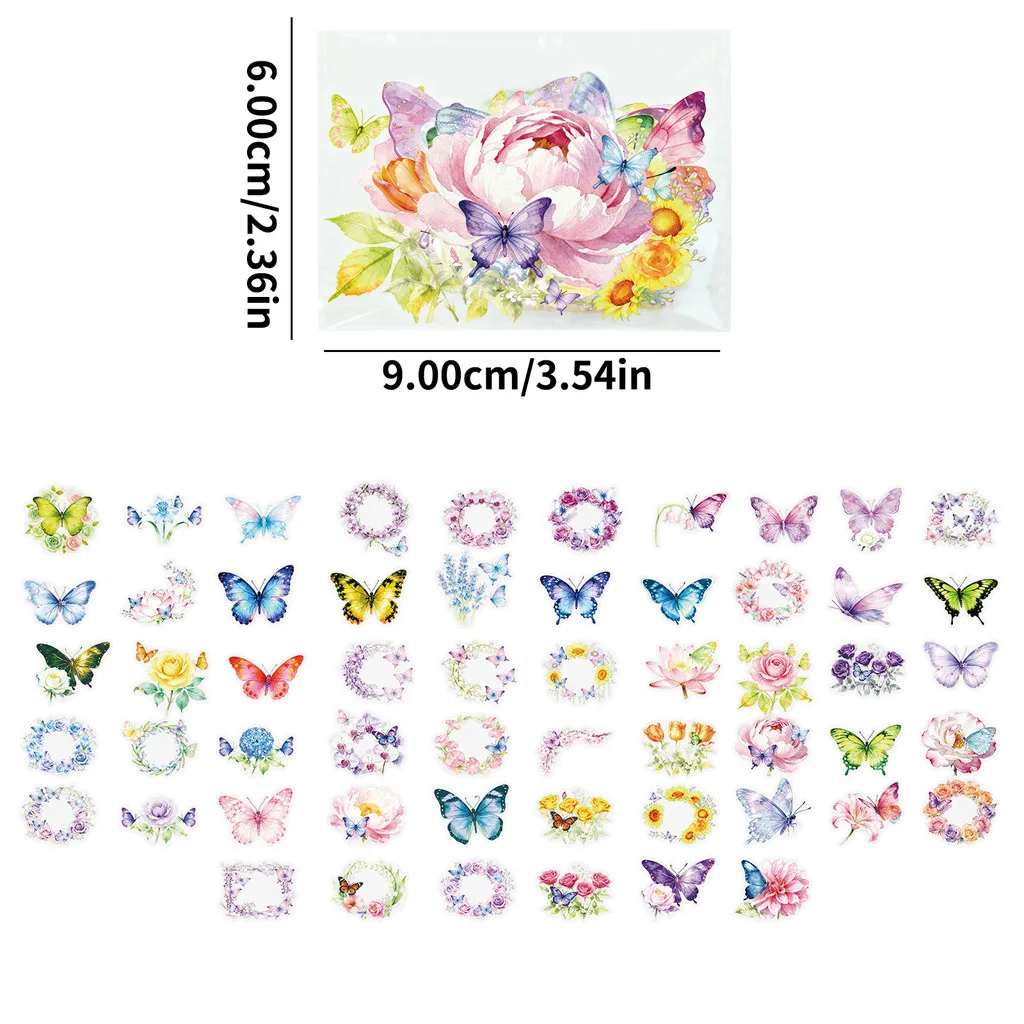 56 шт. новые изысканные мечтательные наклейки с бабочками и цветами-прозрачный журнал для домашних животных принадлежности для рукоделия BulingBulingStickers Store
