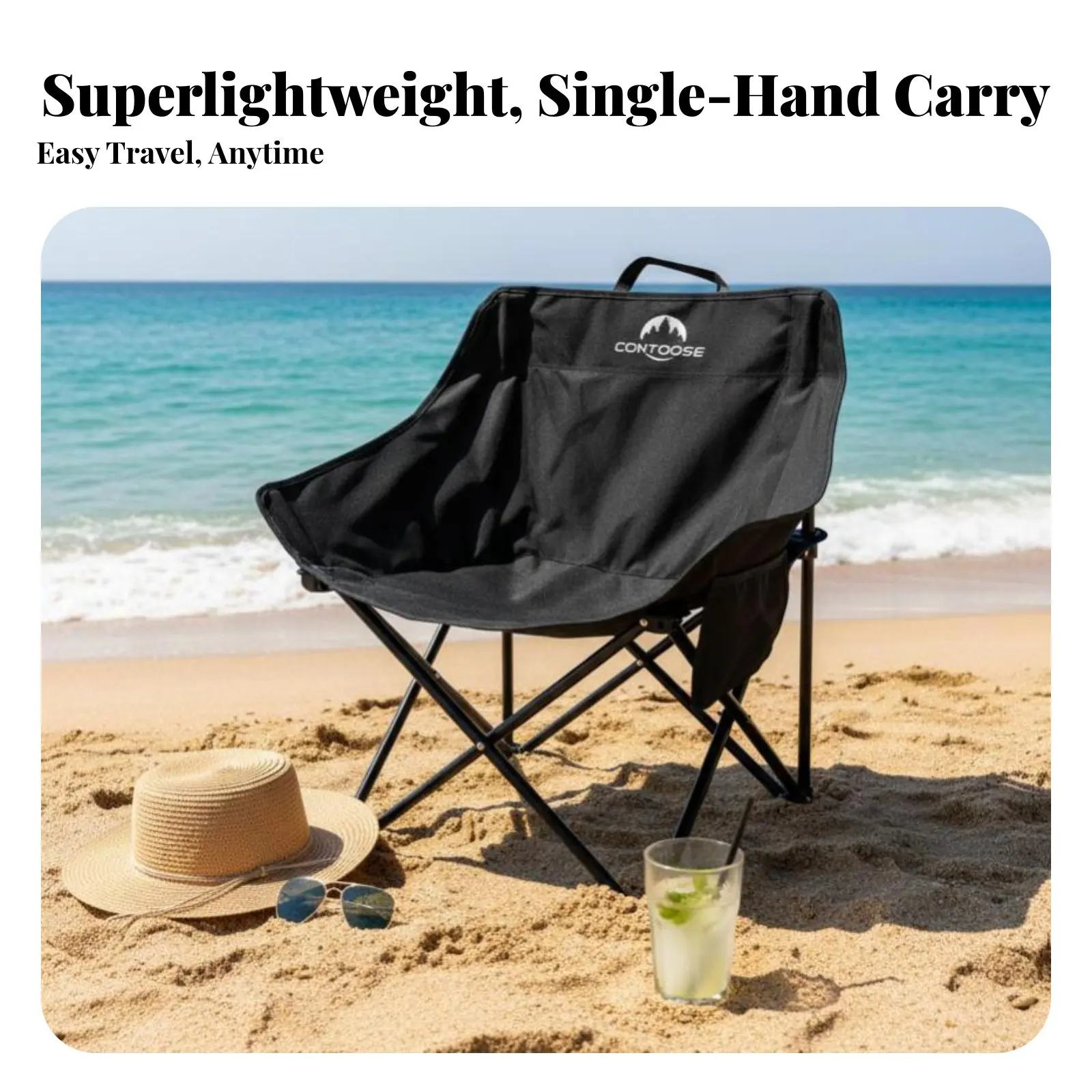 

Highspine Moon Chair Foldable Highspine foldable Recliner sturdyDuty Includes Carry Bag for Campers, Fishing, Beach, spineyard