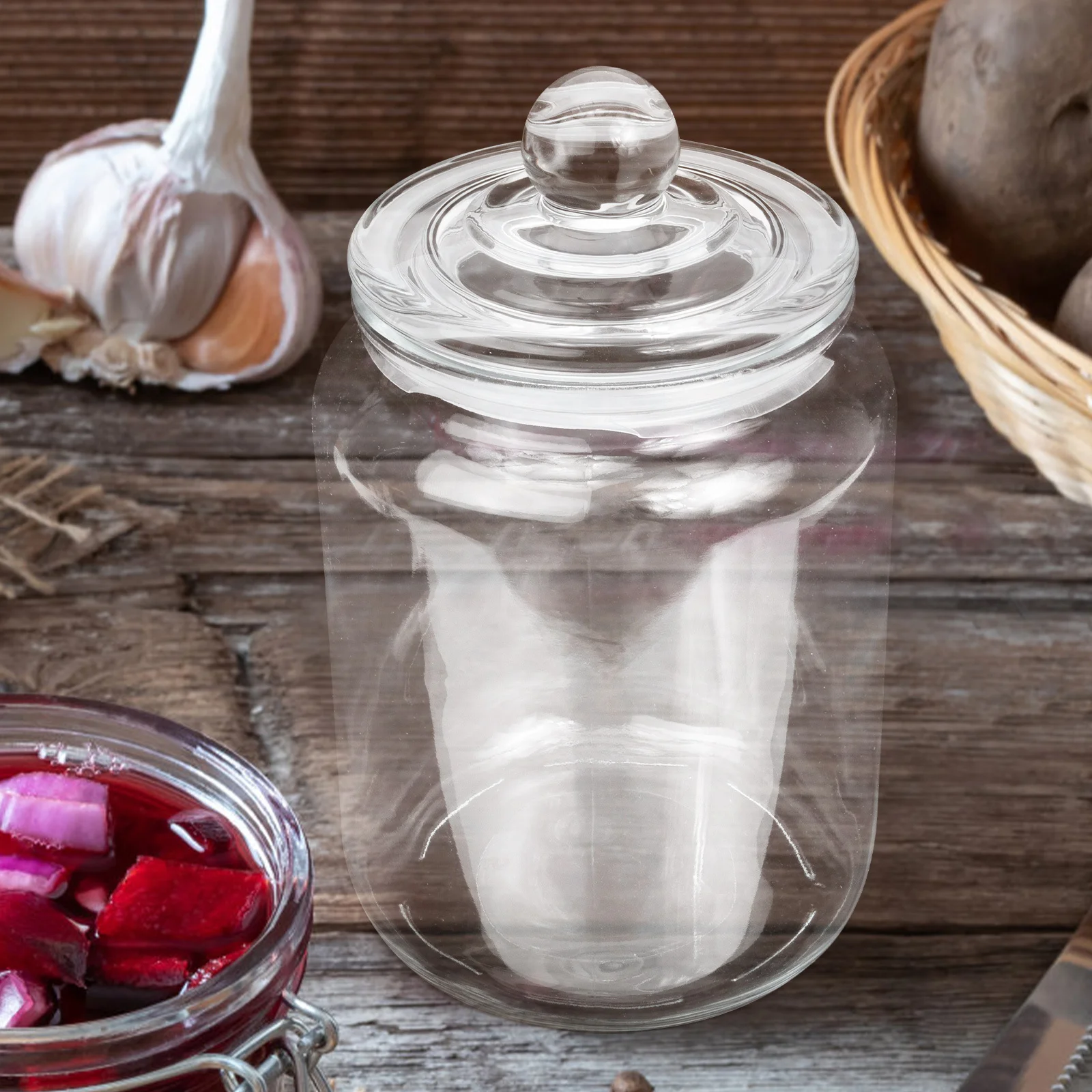 Tarro de vino de vidrio, contenedor de sellado de jugo de naranja para el hogar, tarro de almacenamiento de bebidas de vidrio grueso de 1,5 l, tapa sellada para fresco