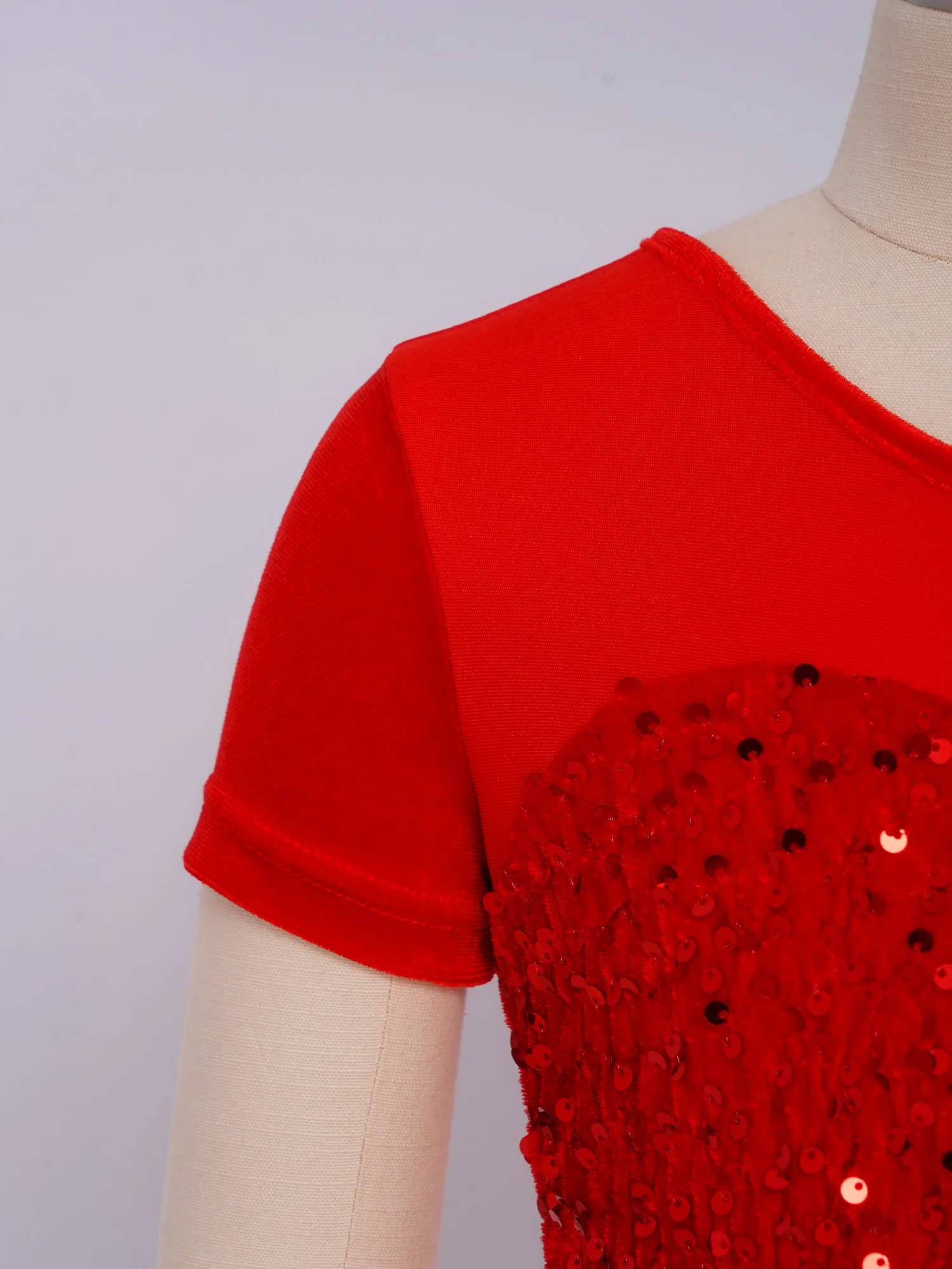 Justaucorps de Ballet pour enfants filles, combinaison de danse, de gymnastique, à manches courtes, en velours à paillettes brillantes, pour l'entraînement au Yoga et à la pratique