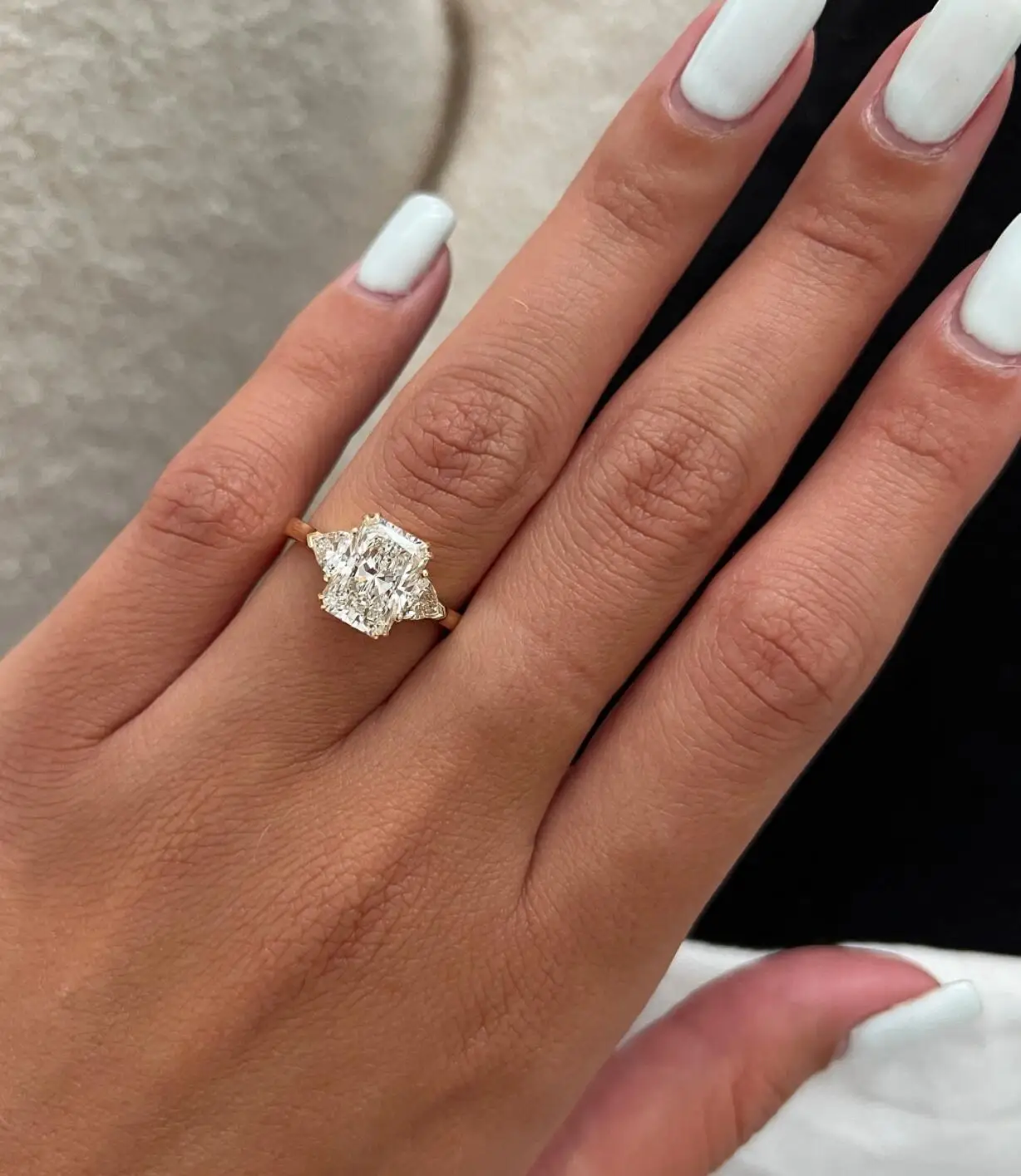 18K gouden diamanten ring 5-karaats lab-grown diamant Rydean Drie stenen trouwring fabriek op maat Valentijnsdag cadeau voor vrouwen