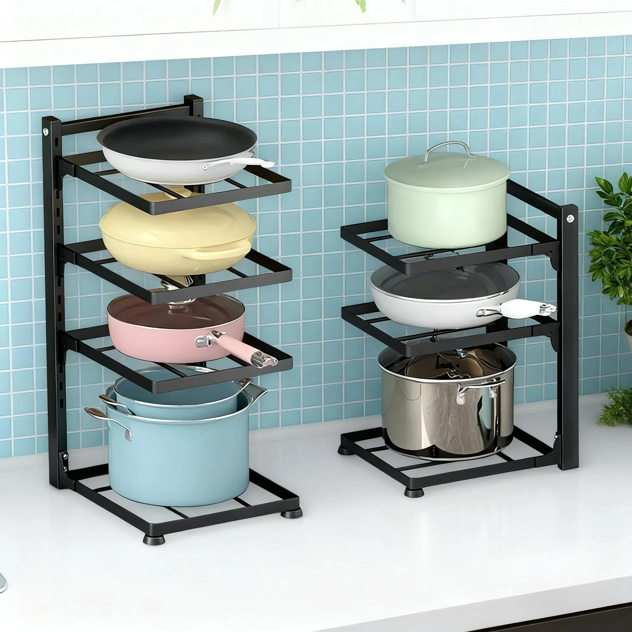 Pentola da cucina sotto il lavello Scaffale portaoggetti in metallo multistrato da appoggio Padella Fornello di riso Piatti Posate Organizer Rack