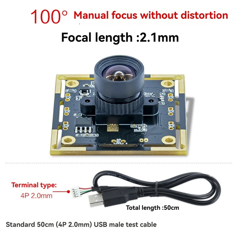 B34B-3Pcs 100 Degree Camera Module 1MP OV9732 1280X720 USB Free Driver Manual Focus With 0.5 Meter Cable For Winxp/7/8/10