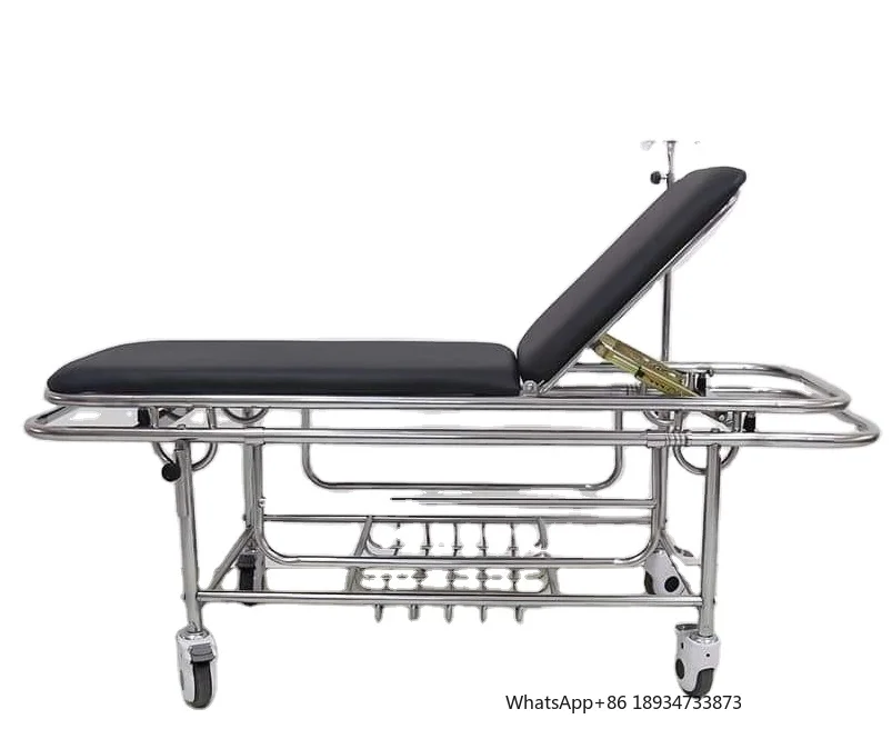 Stainless Steel Adjustable Manual Patient Hospital Emergency Ambulance Flat Car Stretcher (Patient) Trolley