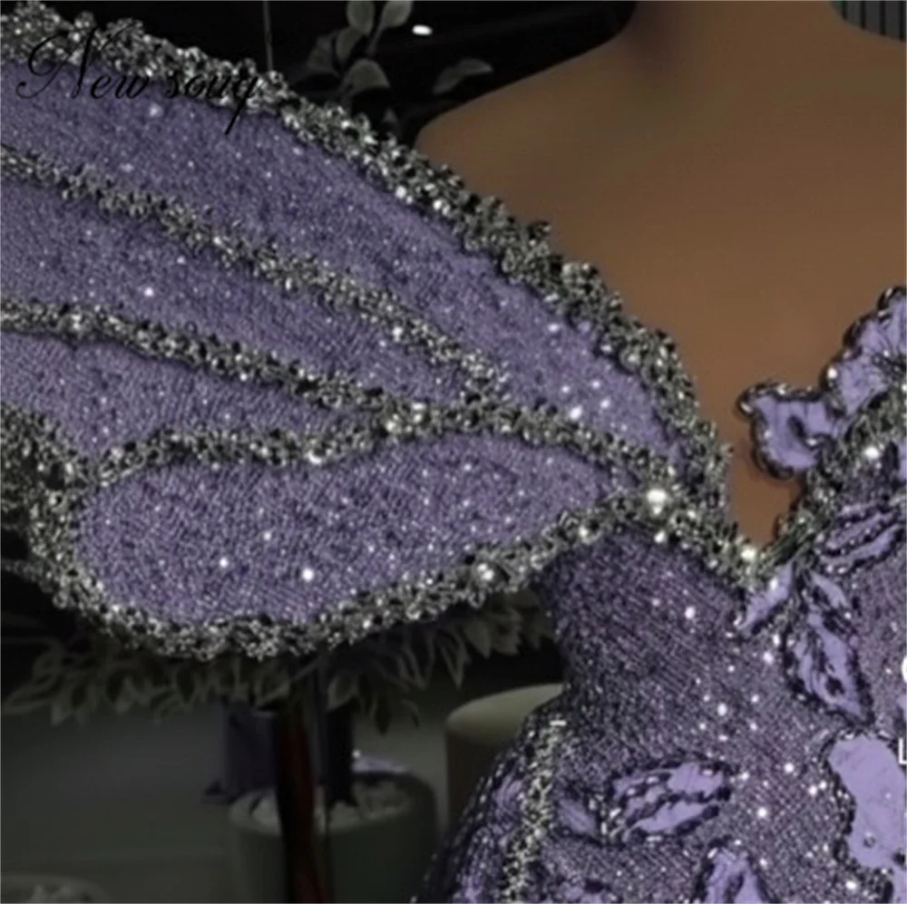 فساتين سهرة حورية البحر أرجوانية بدون أكتاف رداء حفلات الزفاف دبي مطرز بكريستال رداء حفلات 2026 رداء De Soirée مخصص #2