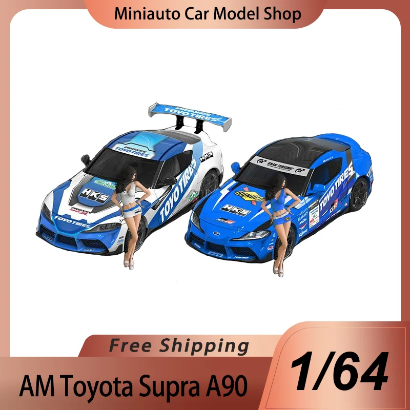 Nuevo Preventa Am 1:64 Toyota Supra A90 Racing aleación miniatura Diecast modelo Am 647410   Toyota A90 Rcaing modelo de coche juguetes personalizados regalo