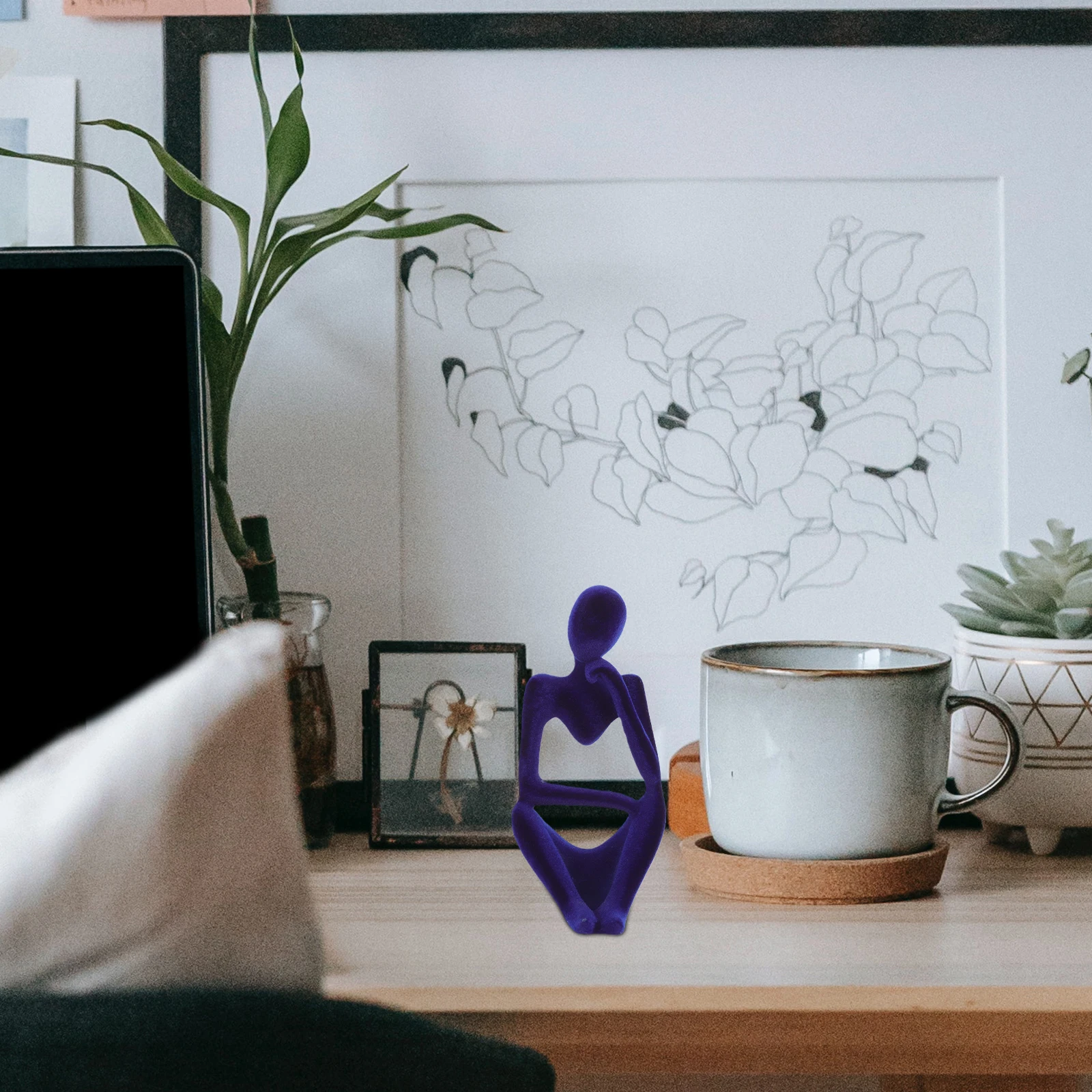 

Flocking Abstract Thinker Statue Vivid Details Home Office Decor Desktop Bookshelf Ornament Thinker Statue Home Decor