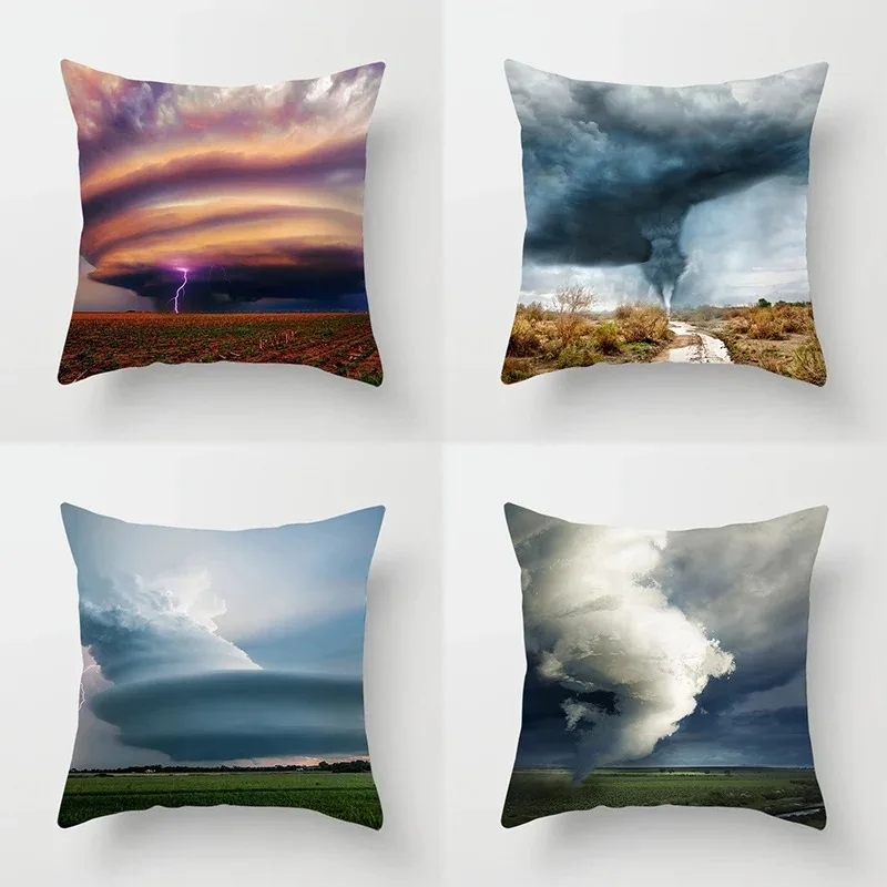 Tornado Landscape Pattern Pillowcase Car Ornaments Office Living Room Home Pillowcase