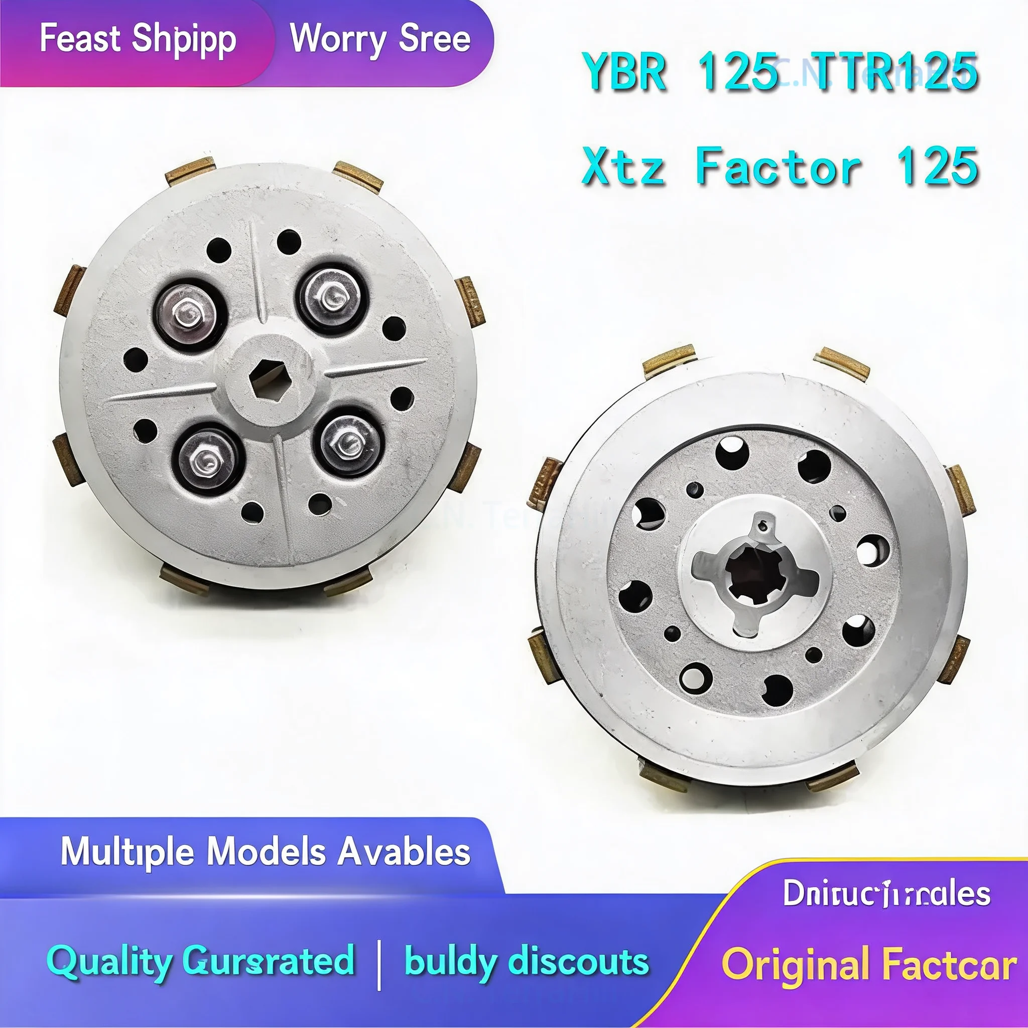 Motorcycle Clutch Assembly for YBR125 Tianjian 125, 4 Plate 5 Plate, Replacement Parts