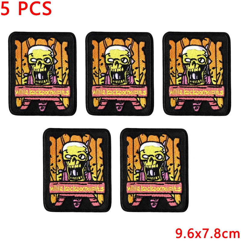 5 pcs/let Horror Movie Patch Punk Skull Embroidery Patch Iron On Patches For Clothing Thermoadhesive Patches On Clothes Stickers