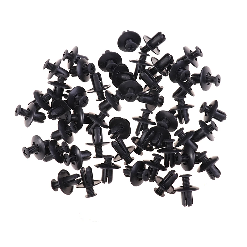 50pcs Universal Car Bumper Fender 8mm Hole Plastic Rivets Fastener Screw