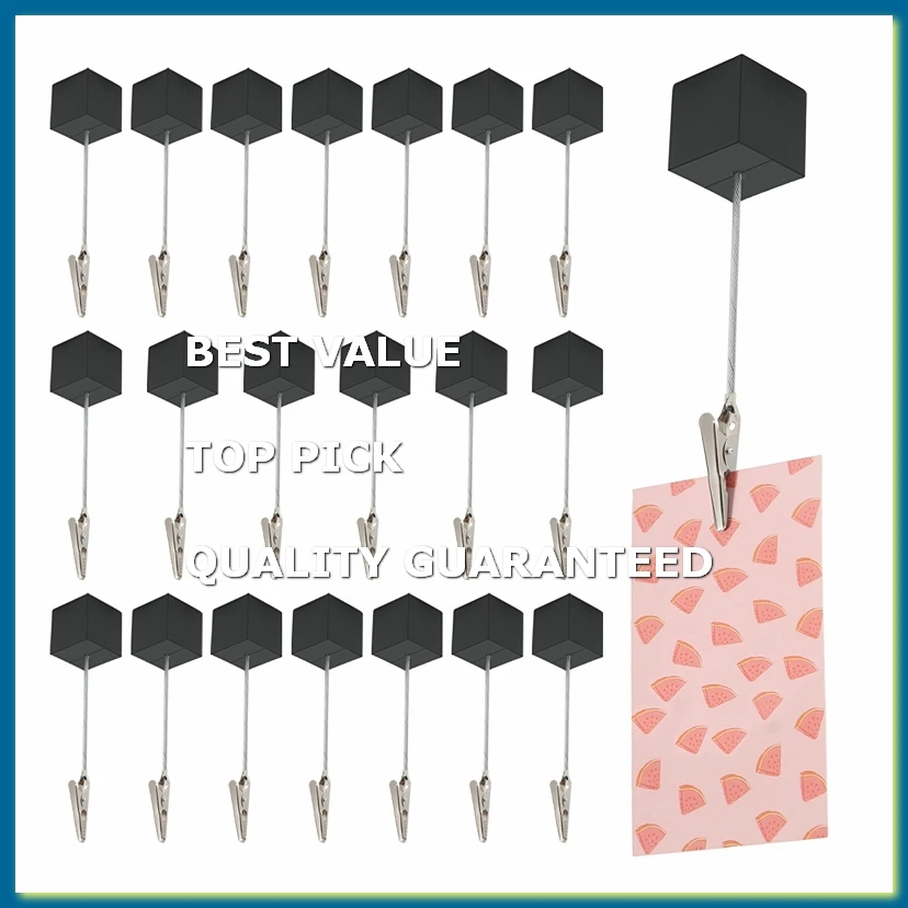 20 Pieces Cube Base Memo Clip Holder with Alligator Clip Wood Base Table Number Holder Cube Base Place Card Holder