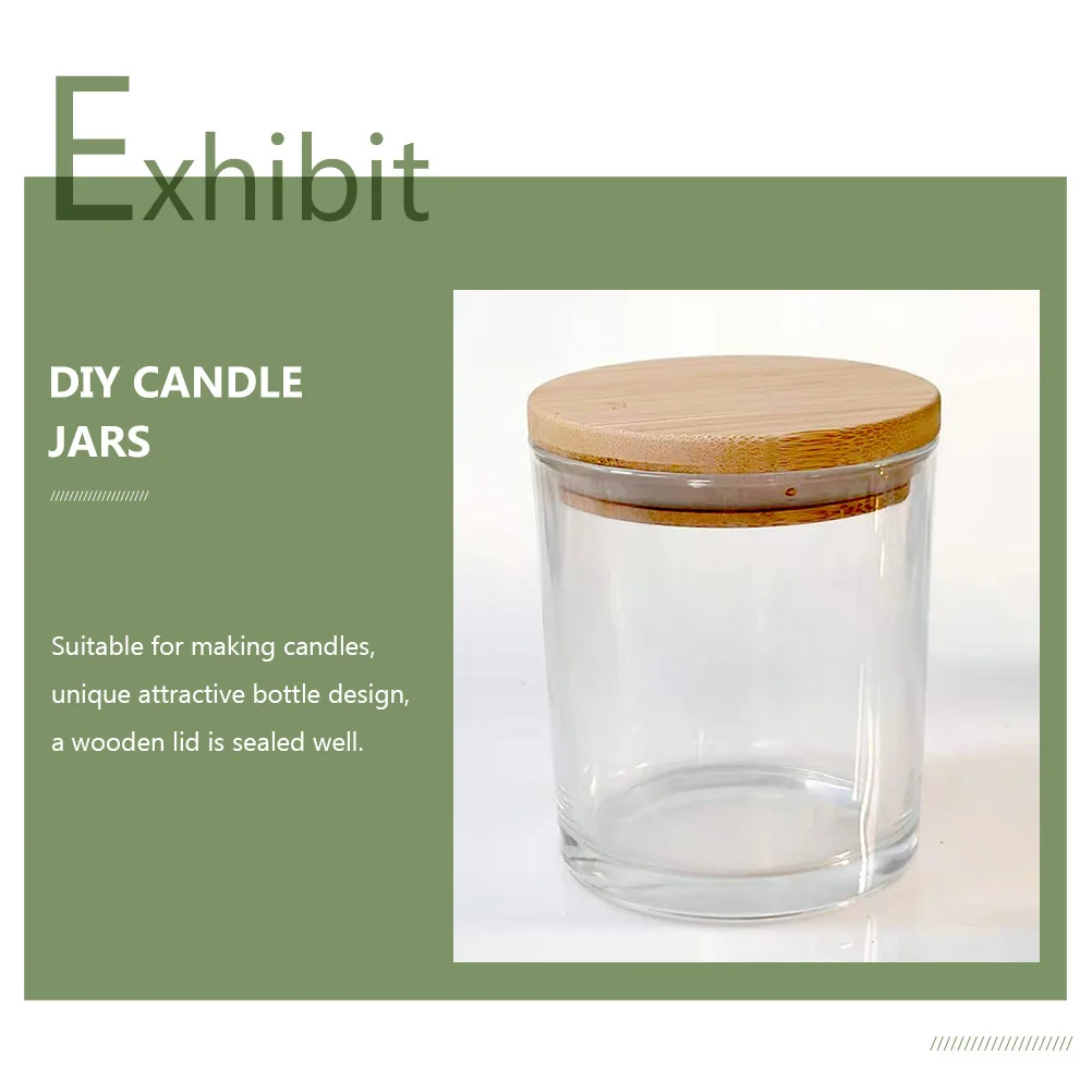 

5Sets Glass Jars with Bamboo Lid Ideal for Homemade Candles DIY Wax Craft Kitchen Spice Storage Cups Glass Tins