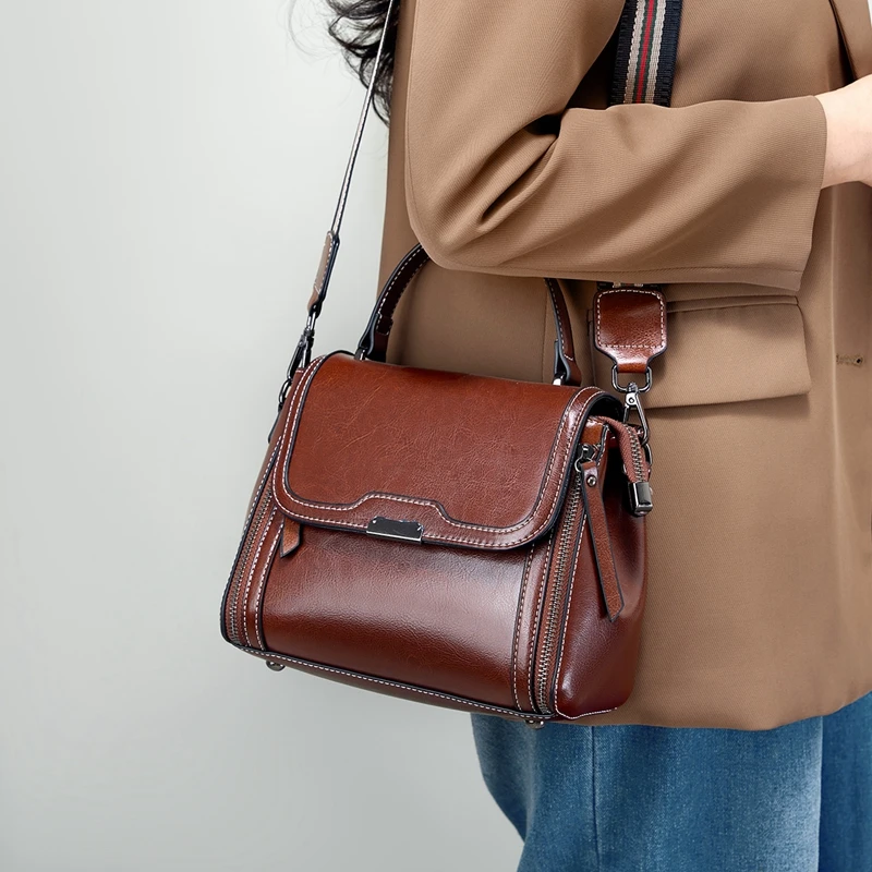 

Vintage Women's Bag Luxury Designer Shoulder Bags Split Leather Cowhide Women Crossbody Bag High Quality Female Handbags 2800