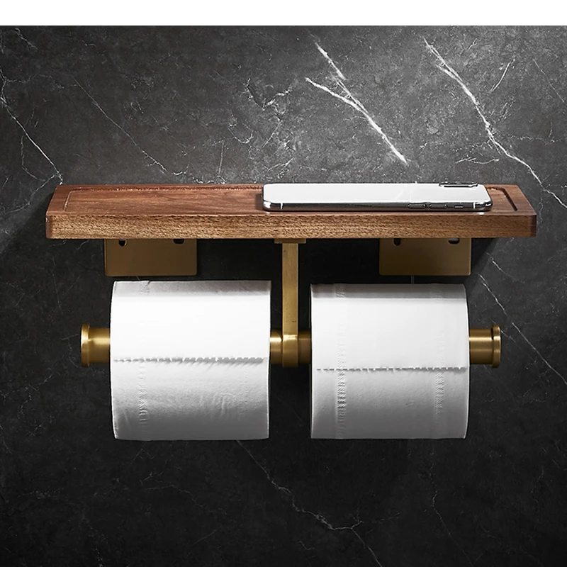 Walnut Wooden Tissue Holder Wall Mounted Napkin Household Box Towel Rack Bathroom Shelf Toilet Paper Storage Racks