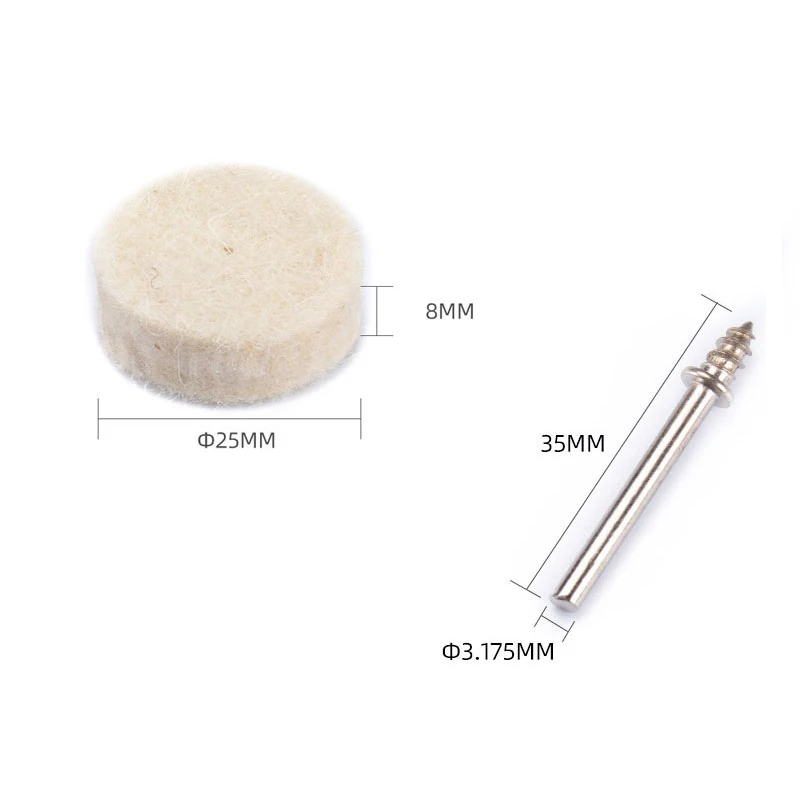 Wool Polishing Wheel Kit 10pcs with Mandrels for Jewelry Metal Wood Plastic Polishing on and Rotary Tool Systems