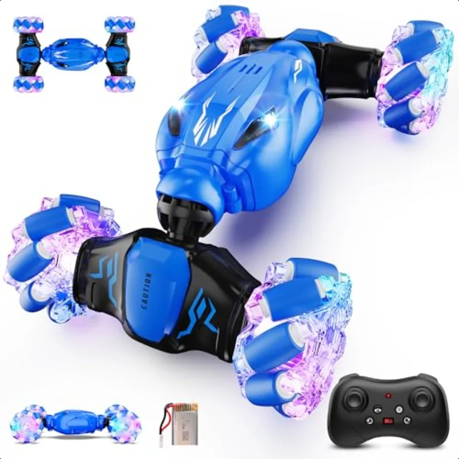 

Remote Control Car for Boys 47 2.4ghz 4WD Rc Car 360 Rotate Transform Drift with LightsAll Terrains Rc Stunt Car Toys for Boys