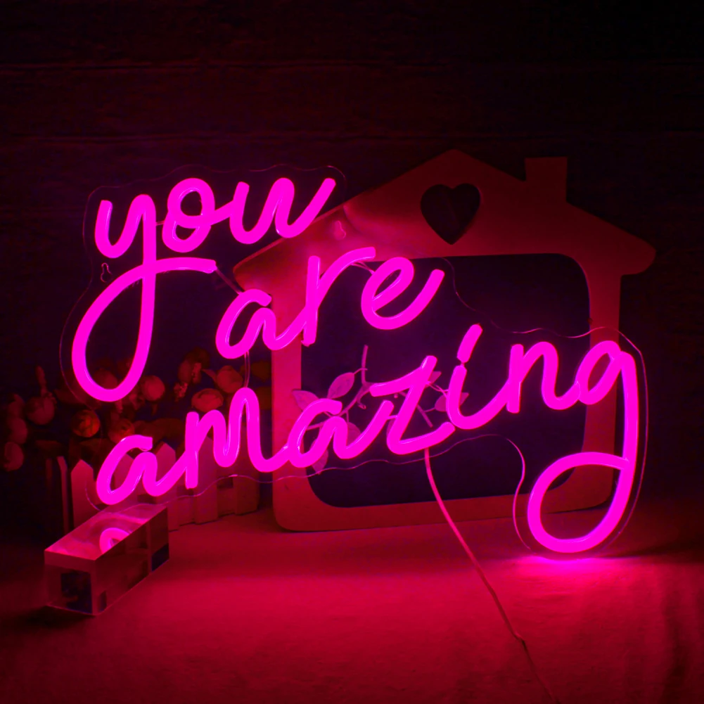 You Are Amazing Neon Custom Logo Positive Energy Wall Decoration Company Studio Men Women Cave Game Room Night Lighting LED