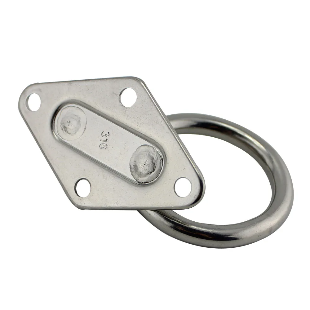 5/6/8/10MM Marine Grade SUS316 Stainless Steel Diamond Pad Eye Plate with or without Ring for Boat Yacht