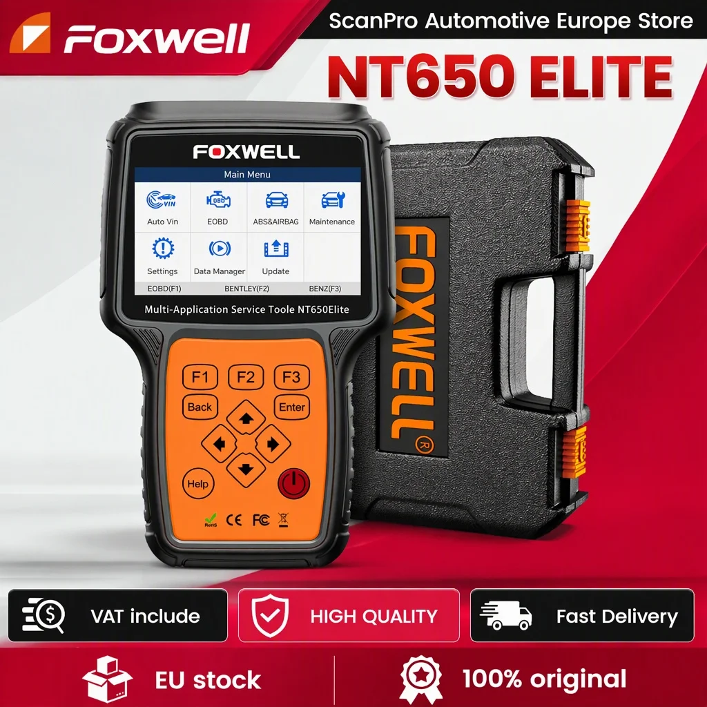 NT650Elite OBD2 Kfz-Scanner, kabellos, SAS A/F Einstellung, Öl, EPB, BRT, TPS, 26+ Reset-Funktionen, FOXWELL Auto-Diagnosetool