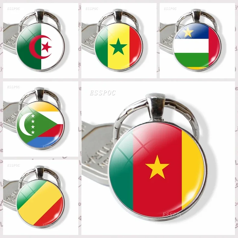 African country flags Egypt Nigeria Libya South Africa Keychain Glass Cabochon Jewelry Keychain Pendant Patriot Souvenir Gifts