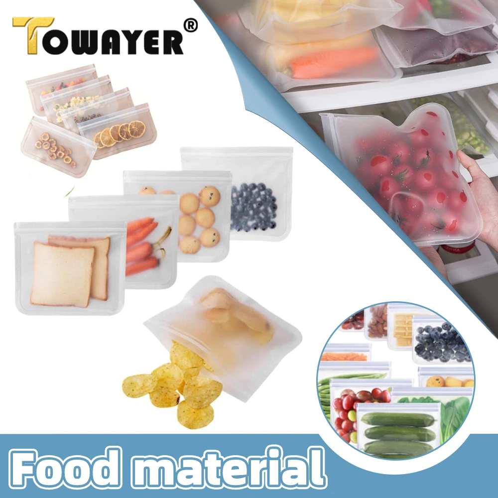 Silicone Storage Containers Leakproof Containers Reusable Stand Up Zip Shut Bag Cup Fresh Bag Food Storage Bag Fresh Wrap