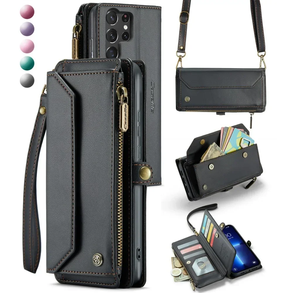 Crossbody Wallet Case for Samsung Galaxy S23 S21 FE S24 S22 Ultra Plus A55 A54 A53 A35 A34 A33 A25 A23 A15 A14 A13 5G A24 4G