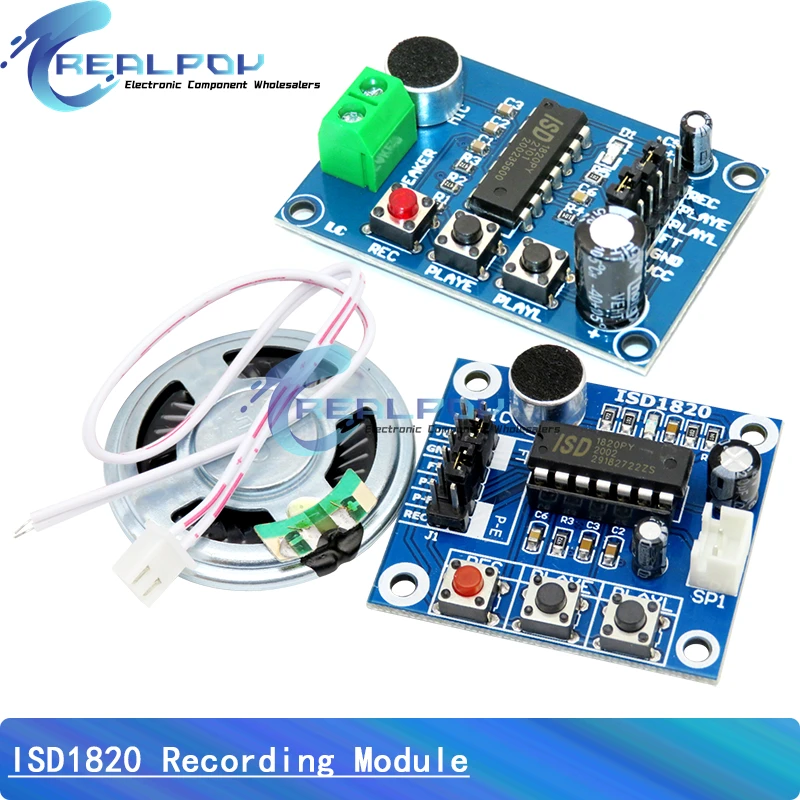 ISD1820 Recording Module voice module the voice board telediphone module board with Microphones + Loudspeaker PCB