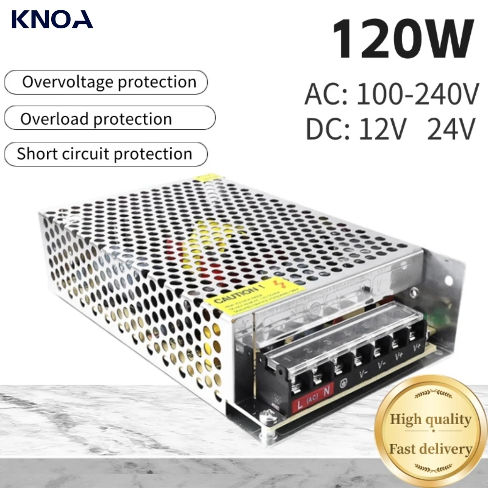 12V 24V Schaltnetzteilquelle für LED-Band 12V 10A Transformator 220V AC zu DC SMPS 24V 5A CCTV-Netzteil