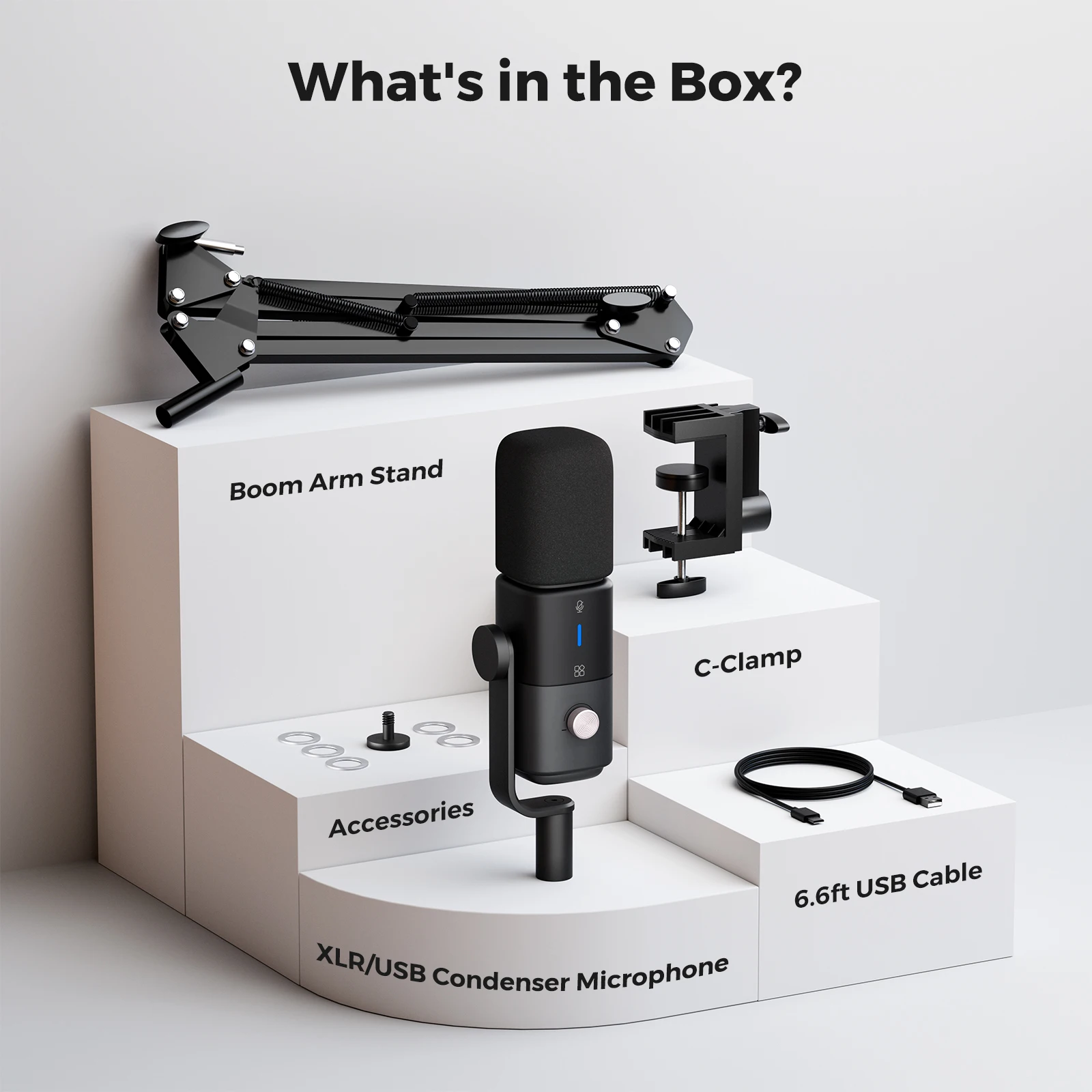 NearStream USB XLR Condenser Mic Boom Arm Plug-and-Play Professional Microphone pc for Streaming Podcast Studio set Recording