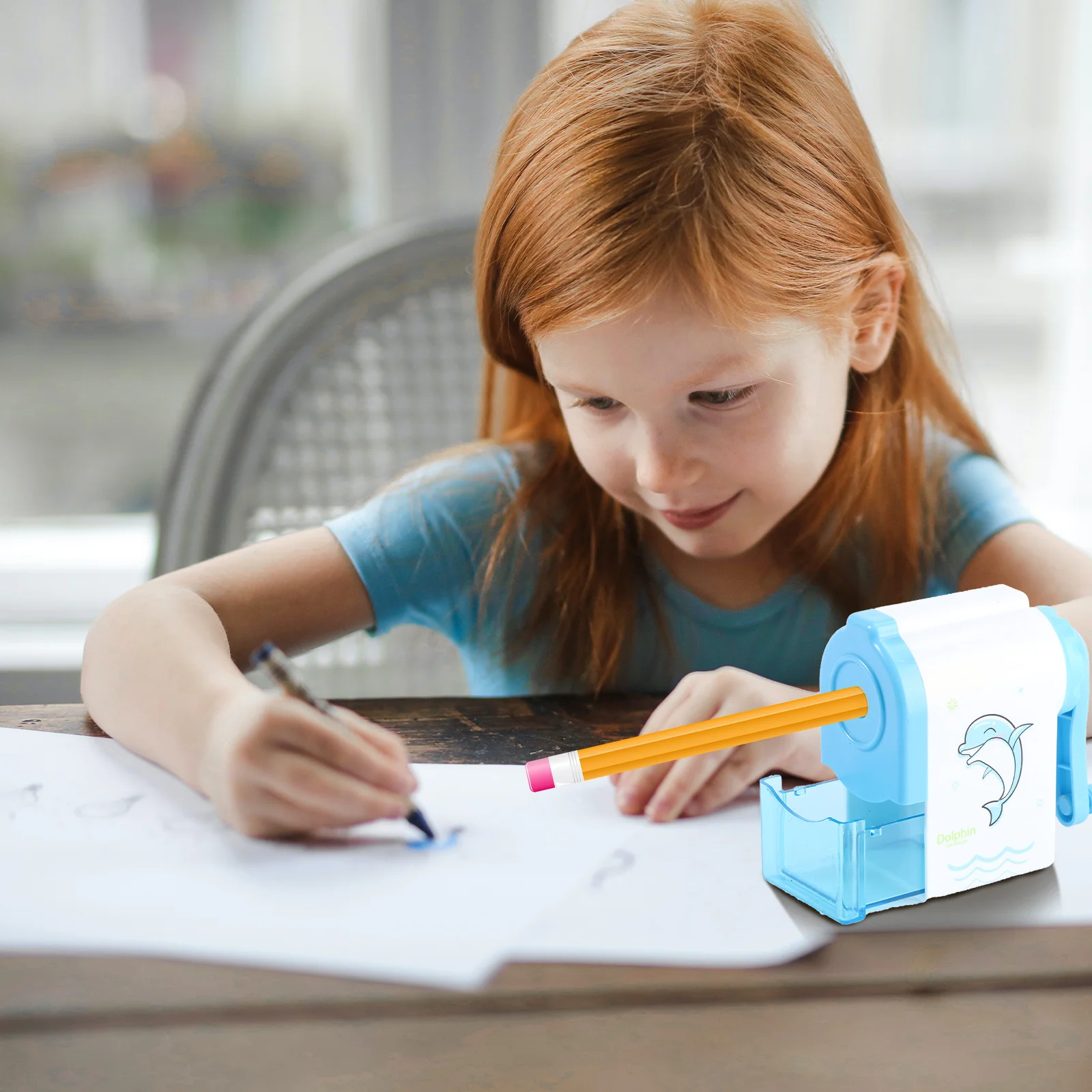 

Cartoon House Design Pencil Sharpener for Kids Blue Rotary Sharpener for School Use Ideal Gift Students Office Supplies